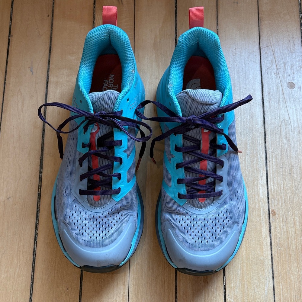 The North Face Turquoise and Gray Vectiv Athletic Shoes